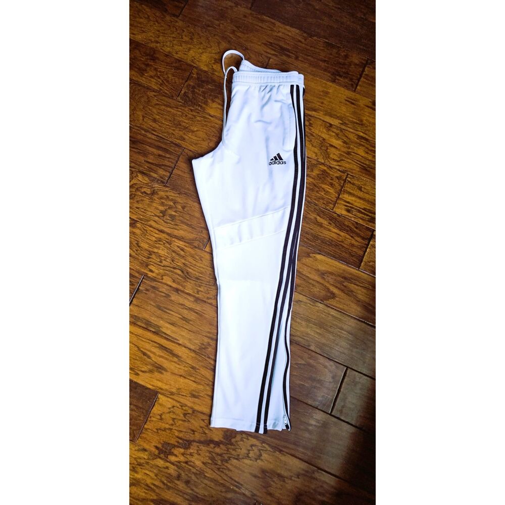 Adidas Men's Ankle Zips Track Pants White and Black Aeroready Large